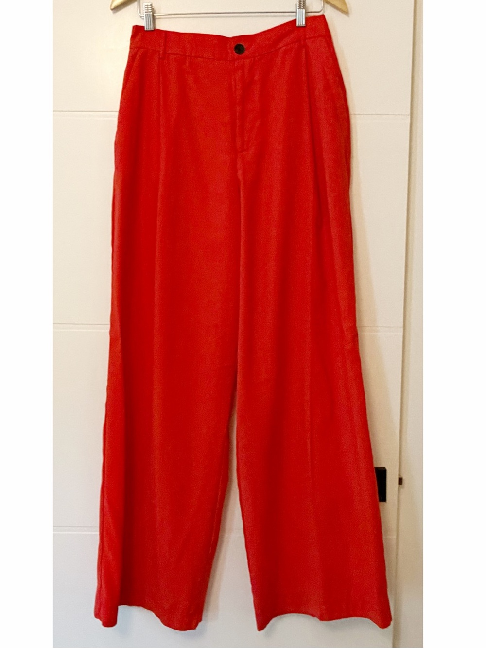 Zara Flowy Pleated Pants in Bright Red - Picture 3 of 6